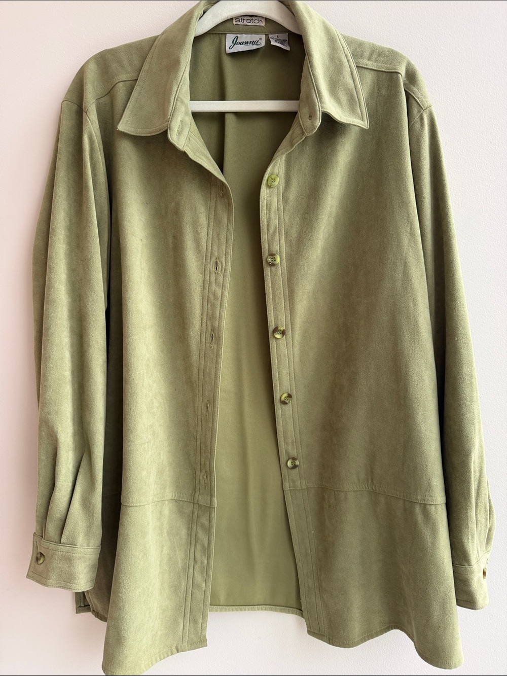 Joanna Faux Suede Olive Green Button down shirt